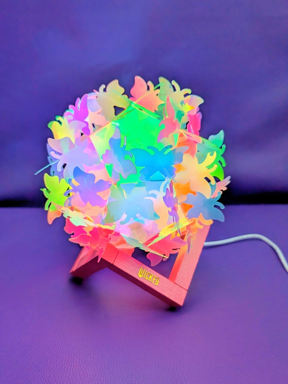 Wicked Glowing Butterfly Accent Lamp & Tabletop Night Light with Wood Base